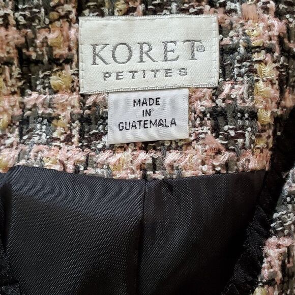 Koret Jacket Blazer Sz 6P Boucle Pink Gray Black Yellow Textured Tweed - Picture 5 of 6